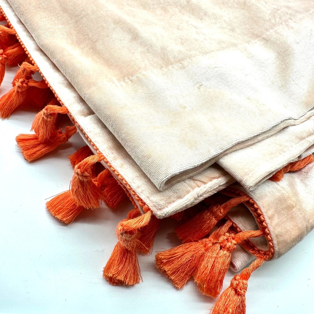 Opalhouse Blush Pink Velvet Orange Tassel Curtain Panel Light Filtering 52x84 - Picture 3 of 8